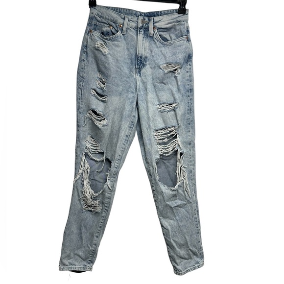 H&M Denim - H&M Distressed Mom Jeans | Light Blue Denim | Size 6